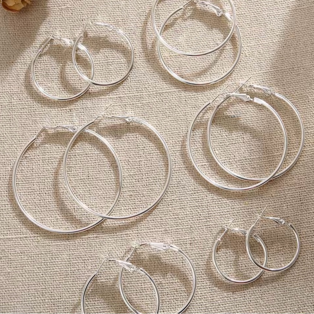 Silver Hoop 6 set Earrings
